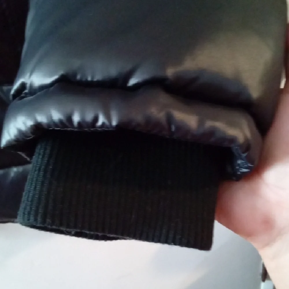 GUESS Black Puffer Coat with Deep Red Interior